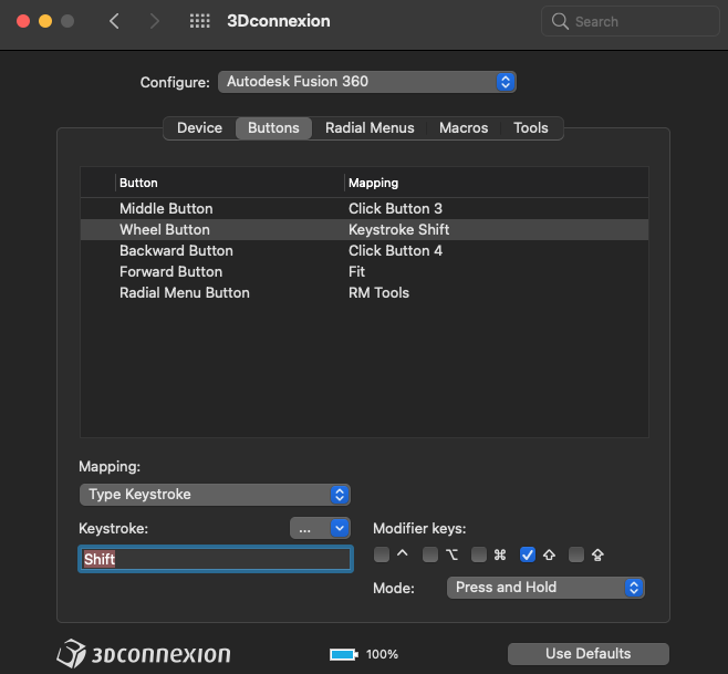 two button orbit set up