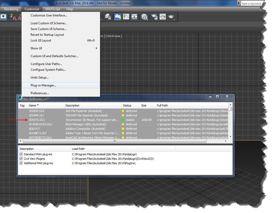 Is the plugin in 3dsmax loaded?
