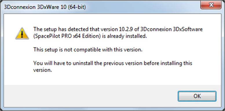 Error message during installation of new software