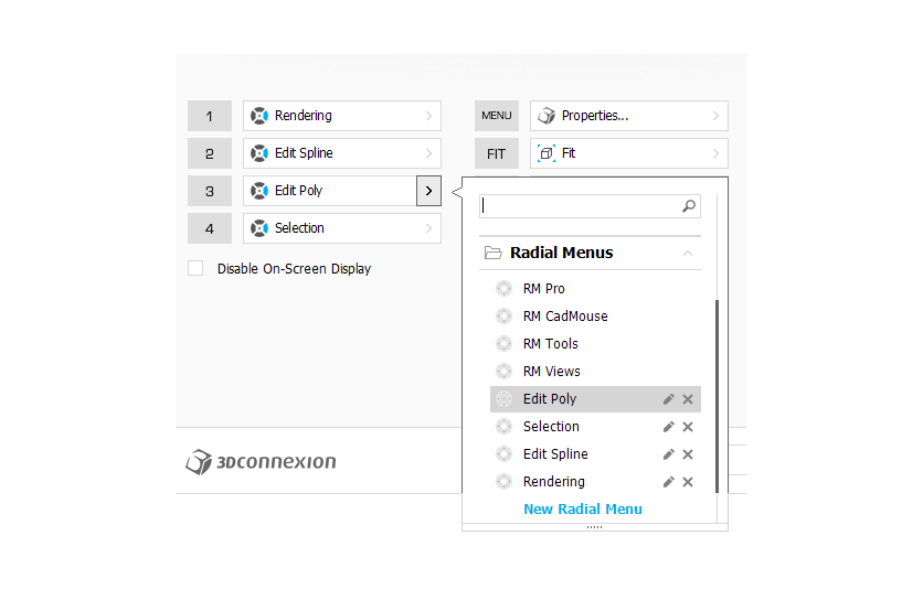 Current method of editing a radial menu