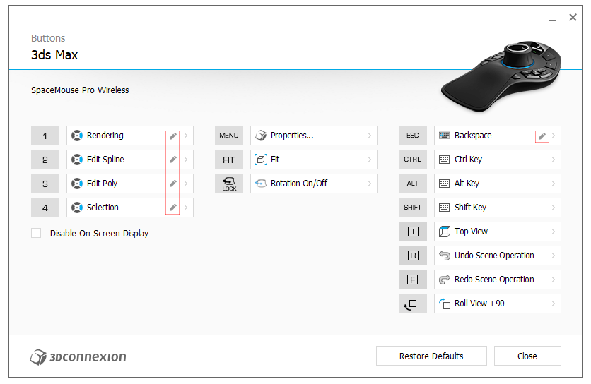 The ability to directly edit a radial menu