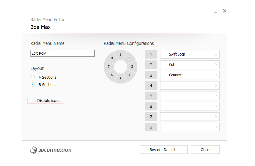 Option to disable icons for a specific radial menu